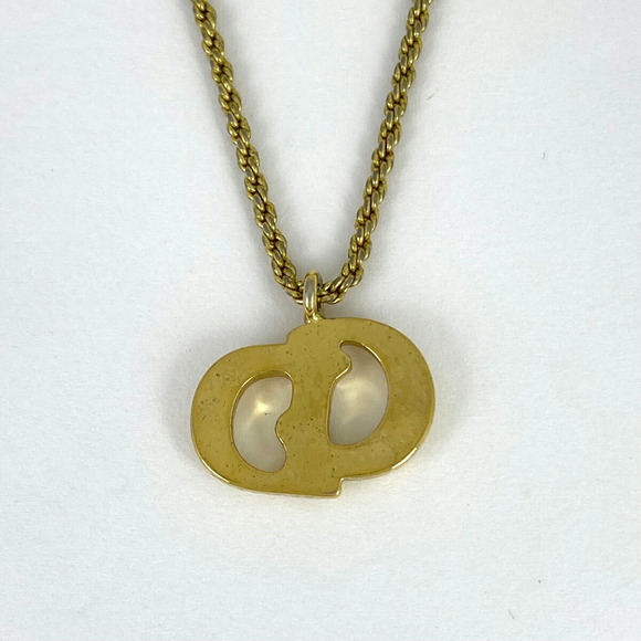 Christian Dior Logo Necklace CD GP Gold - Picture 2 of 4